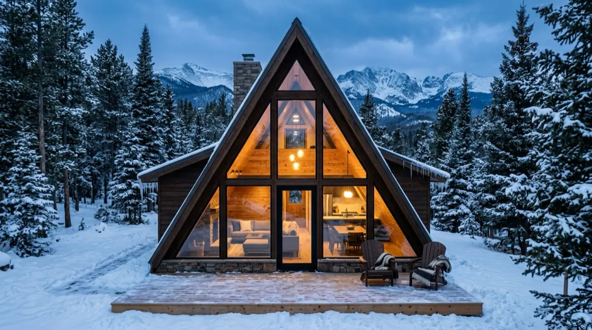 A-frame mountain home in Woodland Park, Colorado with large windows