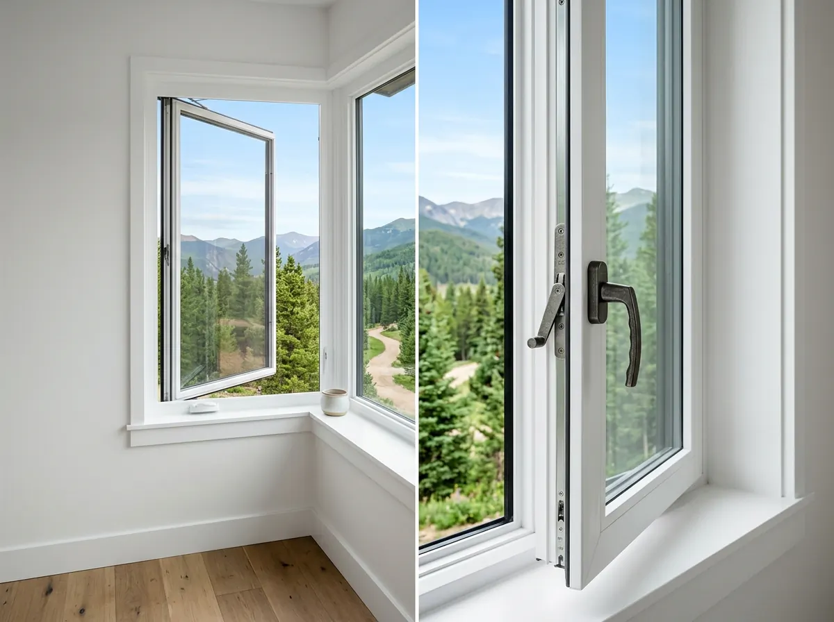 Casement window open to let in fresh Colorado mountain air