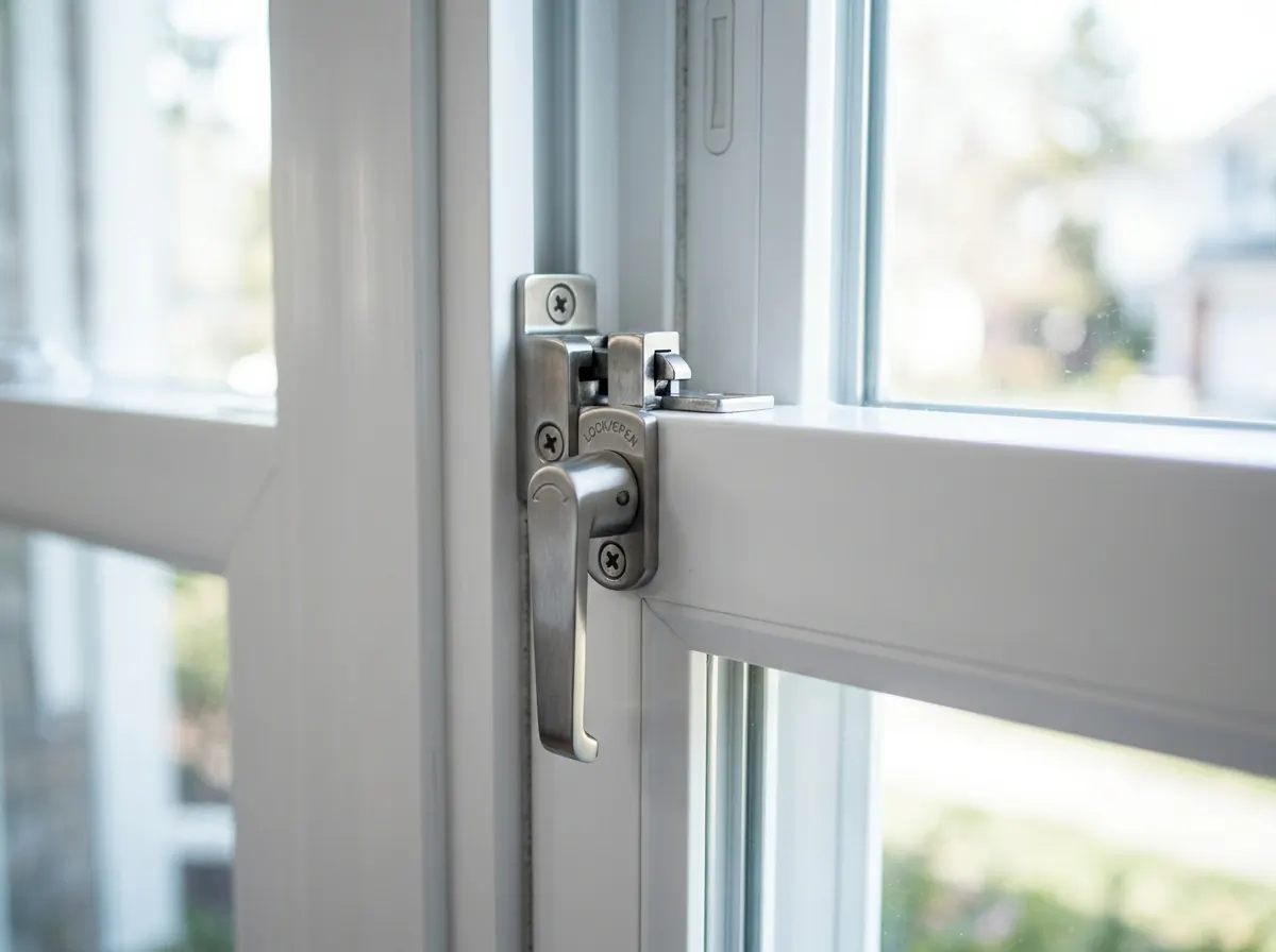 Close-up detail of quality window frame material and hardware