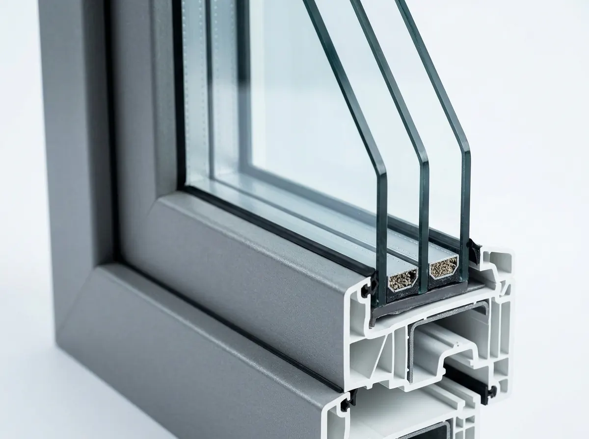Cross-section view of a triple-pane energy-efficient window