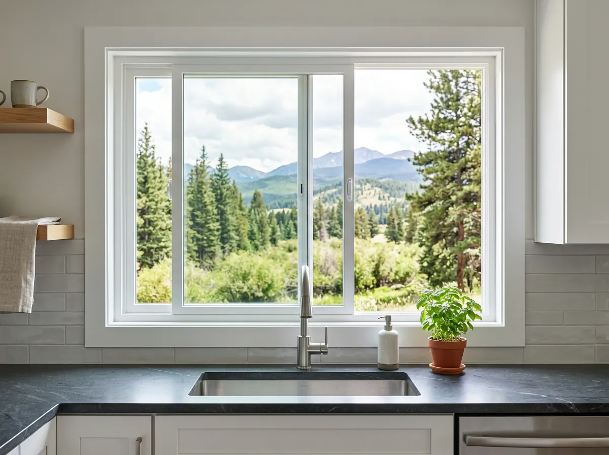Modern sliding window with a clean profile installed in a Colorado Springs home
