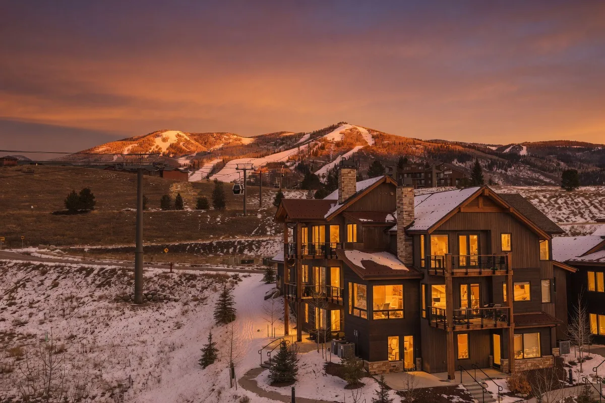 Mountain home, ski-resort sunset — Front Range mountain community. Triple-pane, Mountain home, High-altitude install.